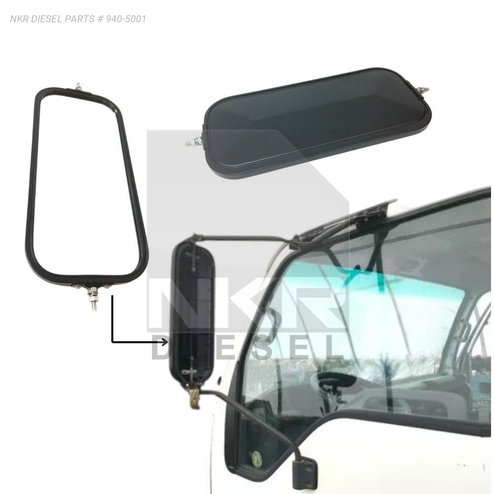 1x Gray Manual Fold Side Door Mirror For Isuzu NPR, NPR-HD, NQR, NRR Trucks (1986-2007)